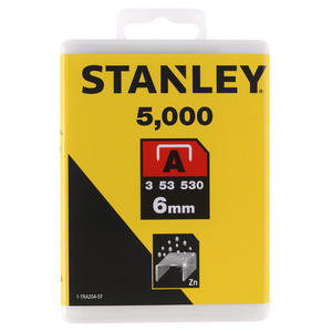 Grapas Stanley Crown de 6 mm Tipo A, Acero Electrogalvanizado, Paquete de 5000 - Product Image 1