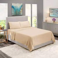 Ensemble de draps de lit 4 pièces pleine grandeur en polyester uni – Design moderne pour hôtel et maison, résistant aux plis, à la décoloration et aux taches, 200 fils au pouce carré
