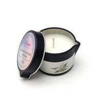 Bougie de massage multi-parfums en cire de coco, bougie parfumée en boîte pour la relaxation et les soins corporels, disponible en rose/vanille/thé oolong