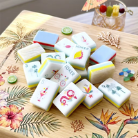Mahjong américain personnalisé de luxe, écologique, durable, sur le thème de la plage flamant rose bleu clair, avec tapis Lotus Blanc, 160 pièces en acrylique