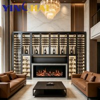 YINGHAI Armoire à vin à température constante en acier inoxydable noir avec LED pour salon, villa, bar