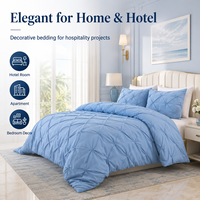 Ensemble de literie complet personnalisable pour adultes, bleu uni, plissé, lavé, élégant, pour la décoration de la maison et de la chambre