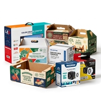 Boîte d'expédition en carton ondulé à rabat supérieur auto-scellant, personnalisée avec logo, pour produits ménagers, vente en gros