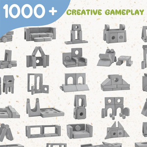 Canapé modulaire pour enfants, en tissu éponge haute densité, en forme de blocs de construction, pour enfants de 2 ans et plus - Product Image 2