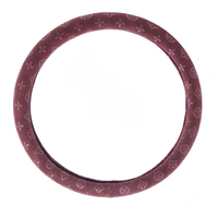 Housse de volant de luxe Airespace Monogramme en velours de coton rouge bordeaux et cuir PU gaufré, décoration intérieure de voiture, 38 cm, personnalisable