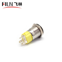 FLIN, 16mm, 19mm, interruptor de botón pulsador de peligro de Metal, verde, impermeable, azul, fuente de luz LED, símbolo eléctrico momentáneo