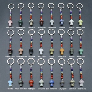 Cogumelo Cristal Keychain Cura Recarregável Gemstone Keyring Esculpido Saco Charme e Jóias Presentes Chaveiros - Product Image 2