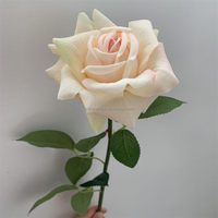 B-1424 Groothandel Real Touch Bloemen Roze Wit Enkelstam Roos Lange Steel Kunstmatige Roos Handgemaakt Modern Afstuderen Pasen