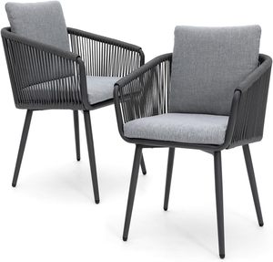 Sillas de Comedor Modernas y Duraderas con Estructura de Aluminio y Cuerda para Restaurante, Hotel y Villa, Uso en Jardín Exterior con Cojín - Product Image 1