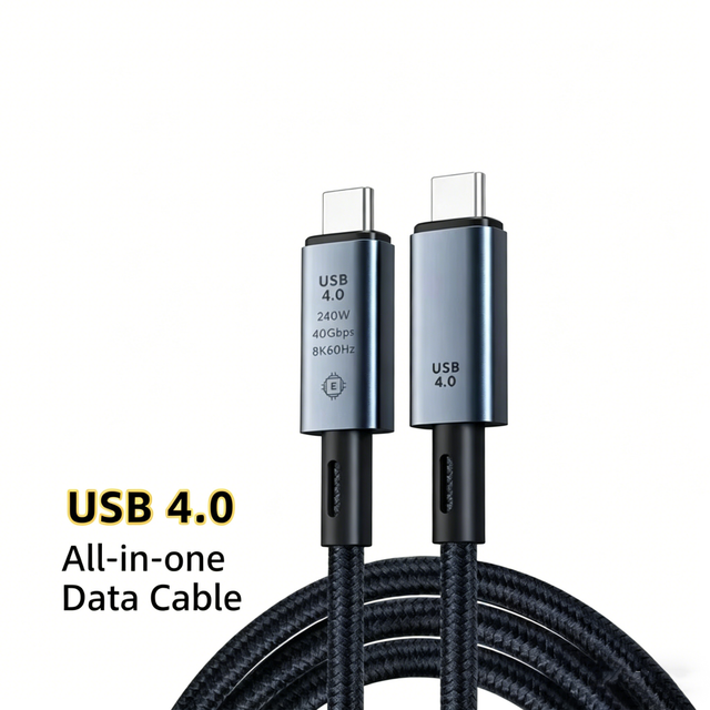Premium USB4 Type C Dual Head Male Cable 40Gbps 8K60Hz Data Transfer 240W5A PD Fast Charging Pure Copper Nylon Braided for Phone