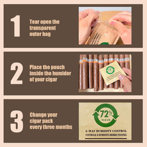 Paquetes de humedad de cigarros con control de humedad bidireccional para almacenamiento de cigarros Diseño clásico Marrón portátil - Product Image 2