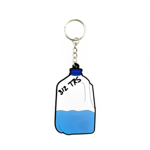 Blue coloring 2D Embossed PVC single side key chain for Sale gifts