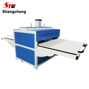 Shangcheng उद्योग गुणवत्ता बड़े प्रारूप वायवीय डबल स्टेशनों टी शर्ट परिधान उच्च बनाने की क्रिया गर्मी प्रेस मशीन