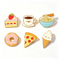 Ensemble de pin's en émail mignons sur le thème de la nourriture : Gâteau, Café, Nouilles, Pizza, Donut, Crème glacée, pour broches de dessin animé, décoration de sacs et vêtements, fabrication par coulée