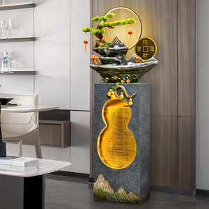 Simple Gourd Flowing Water Curtain <b>Wall</b> Rockery Fountain Feng Shui <b>Ornaments</b> <b>for</b> Wealth Attraction Fiberglass <b>for</b> Office Living - Product Image 3