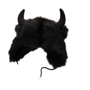 Unisex Halloween decoración divertida cabeza de <span class=keywords><strong>toro</strong></span> sombrero invierno cálido Mao Lei Feng sombrero grande negro <span class=keywords><strong>Toro</strong></span> demonio rey fiesta sombrero festivo - Product Image 6