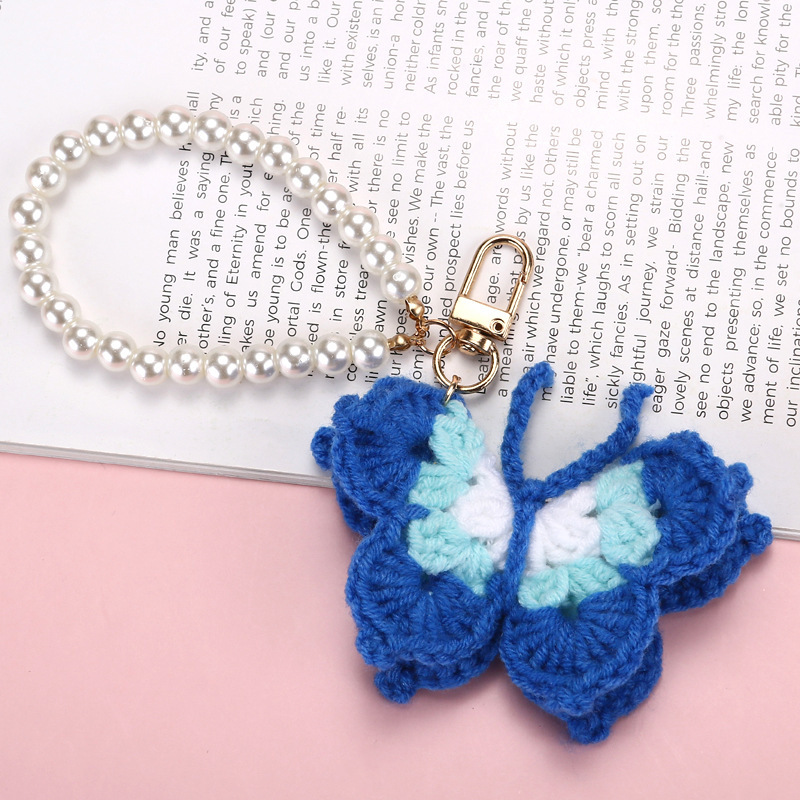 Blue crochet Butterfly keychain