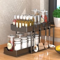 Bestseller Kunststoff-Küchenunterschrank-Regal, Doppelstöckiger Ausziehbarer Organizer für Unter der Arbeitsplatte