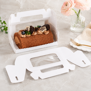 Custom <b>Cake</b> Roll Packaging <b>Box</b> with Clear Window Handle Food Grade Paper <b>Box</b> for Dessert <b>Gift</b> Packaging - Product Image 3
