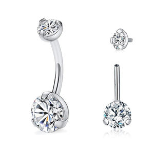 Eterna <span class=keywords><strong>de</strong></span> ASTM F136 <span class=keywords><strong>de</strong></span> <span class=keywords><strong>titanio</strong></span> internamente roscado Prong Set redondo CZ ombligo anillo <span class=keywords><strong>de</strong></span> la joyería del cuerpo - Product Image 1