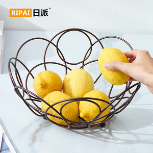 Corbeille à fruits en fer forgé Ripai, design irrégulier blanc, rangement pour salon, table basse, style moderne minimaliste - Product Image 3