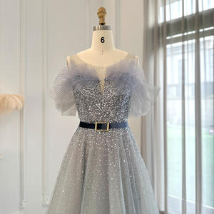 Jancember SZ375 Shiny Beaded Off Shoulder Belt Vestidos de fiesta de noche para mujer - Product Image 6