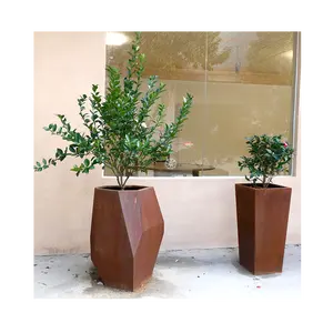 Customize Round Square Rectangle Decorative Planter Corten Steel Flower Pots Used Metal Rectangle Pots For Plants