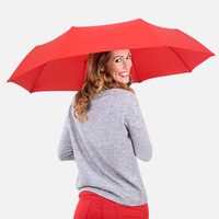Parapluie pliant moderne à trois sections, 23 pouces, rouge, simple couche, imperméable, avec poignée antidérapante en caoutchouc, ouverture automatique, impression personnalisée