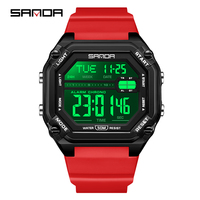 Montre sport classique SANDA 6327 pour homme, montres multifonctions, alarme, horloge étanche, montres numériques LED étanches pour homme