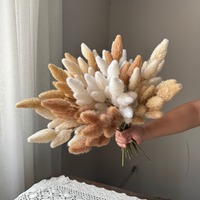 KEWEI 1868 Premium Silk 9 Tangkai Rumput Ekor Kelinci Pendek Rumput Pampas Bunga Buatan Dekorasi Ambang Jendela Rumah