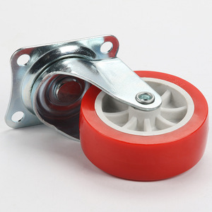 Red Pvc 3 Inch Swivel <b>Caster</b> <b>Wheel</b> For Furniture Industry Lightweight Flat Bottom Machine <b>Wheels</b> - Product Image 2