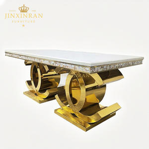 <span class=keywords><strong>Tavolo</strong></span> da pranzo moderno <span class=keywords><strong>6</strong></span> <span class=keywords><strong>posti</strong></span> lusso dorato in acciaio inox cornice rettangolo in marmo <span class=keywords><strong>tavolo</strong></span> da pranzo - Product Image 5