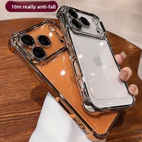 Étui de protection transparent à quatre coins pour 17 Pro Max Air 16, avec coussin d'air et design anti-chute intégral électroplaqué