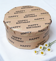Papier d'emballage Kraft marron Joyeux Anniversaire avec texte noir et doré, papier cadeau recyclable pour les fêtes d'anniversaire