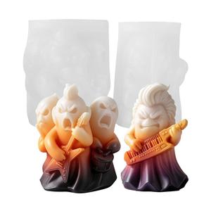 M62663 Moule en silicone pour bougie d'Halloween, motif groupe rock fantôme fantaisie, bougie fantôme d'aromathérapie - Product Image 5