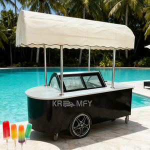 OEM Commercial Mini Frozen Display Electric Fiberglass Food Trailer Gelato Beach Freezer Hand Cart <b>Push</b> Carts for Ice Cream - Product Image 3