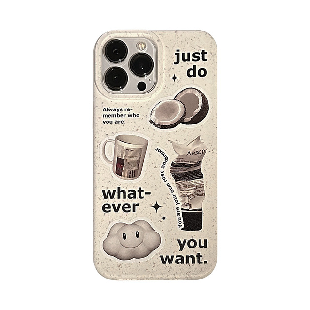 For iPhone 14 13 12 11 Pro Max XSmax XR X XS 7 8 Plus Soft TPU Retro Coffee Coconut Mobile Phone Case