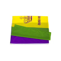 Hochwertige Werbe-Flagge 3x5ft aus Polyester, EN-71 AZO-frei Zertifiziert, Digital Bedruckt in Lila, Gelb, Grün, Mardi Gras Flagge mit Holz