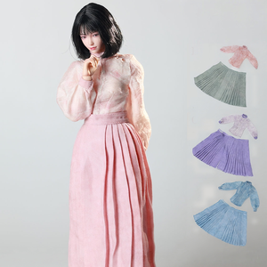Ensemble Hanfu traditionnel chinois à l'échelle 1/6, jupe et chemisier à motif de cheval, pour figurine féminine de 12 pouces - Product Image 1
