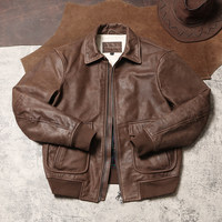 Blouson aviateur rétro cinématique pour homme, veste de motard en cuir texturé requin de qualité supérieure, blouson aviateur A2 classique avec fermeture éclair discrète