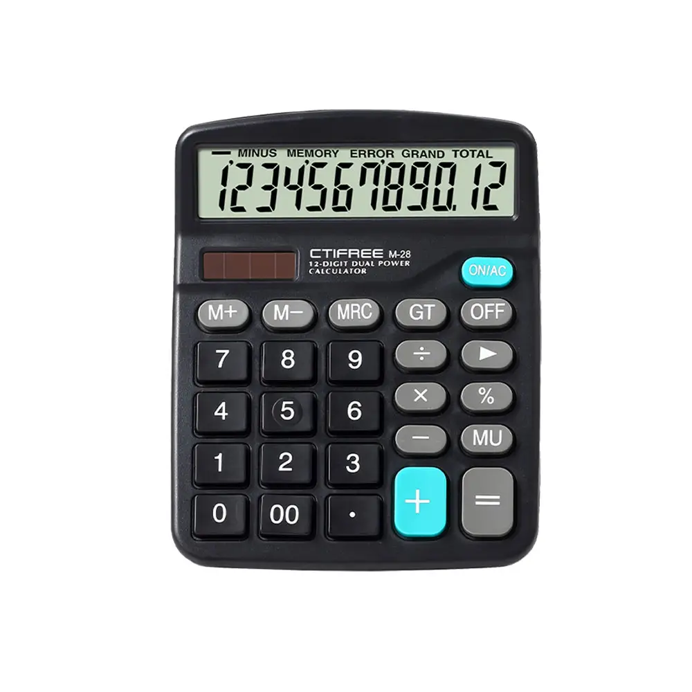 Hot Custom Printing Logo Low Price Old Style School Office Financial Desktop Simple Calculator 12 Digit Solar Calculator