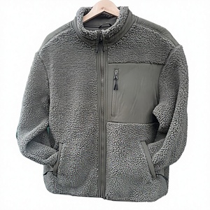 Winter Men's Casual Eco-Friendly <b>Fleece</b> <b>Jacket</b> <b>with</b> Patchwork Pockets Sherpa <b>Lining</b> Hooded Zip Closure Factory Customized - Product Image 2