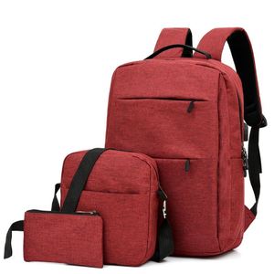 Business Large-Capacity USB Charging Backpack Fashionable Three-Piece Schoolbag Promotion Custom logo - Product Image 3