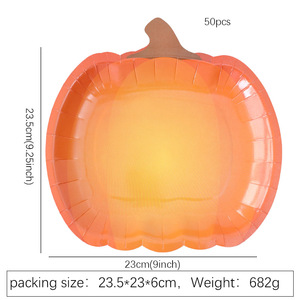 Assiettes et gobelets en papier jetables DAMAI pour Thanksgiving, kit de décoration de table jetable pour fête de la récolte, thème citrouille - Product Image 3