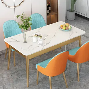 Дешевый обеденный стол и стул в скандинавском стиле современный простой Роскошный Мраморный Прямоугольный Обеденный стол набор