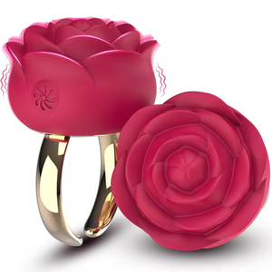 Anillo Vibrador de Clítoris con Forma de Rosa para Mujeres, Mini Vibrador de Dedo con Forma de Rosa, Juguete Sexual - Product Image 1