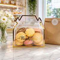 Boîte Cadeau Transparente Portable avec Bordure Dorée pour Gâteaux, Macarons, Biscuits et Pâtisseries - Vente en Gros Usine