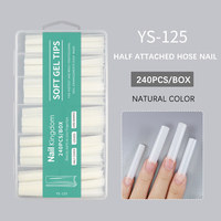 Uñas Acrílicas Transparentes de Alta Calidad, Tamaño XXXL, 240 Piezas, Cobertura Completa, Tipo Ataúd, Uñas Acrílicas a Presión, Venta al Por Mayor