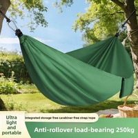Hamac de camping double en polyester parachute, portable, anti-roulement, épaissi, capacité 250 kg, avec mousquetons et sangles, pour le backpacking en extérieur