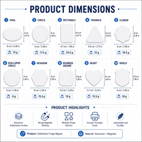 Aimant de réfrigérateur personnalisé en aluminium imprimé par sublimation, léger, pour cadeaux promotionnels et décoration de cuisine